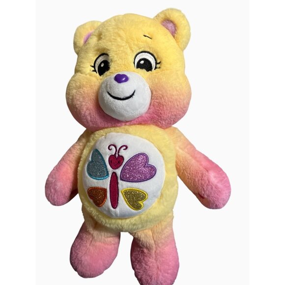 Care Bears 14" Calming Heart Bear Plush Toy Pink Yellow - Picture 1 of 11